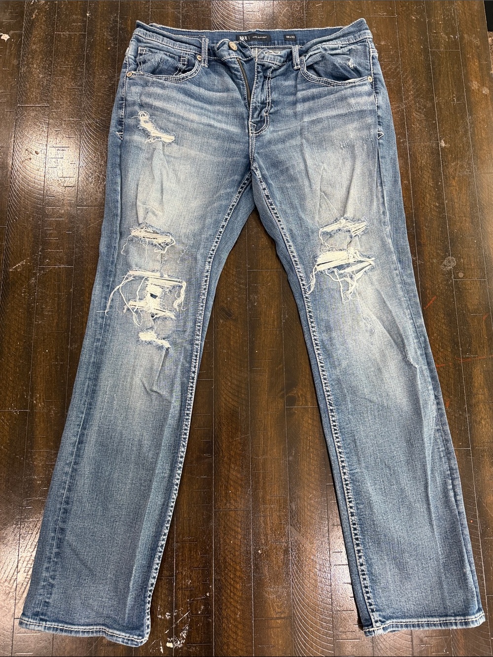 Men's Distressed Light Blue Jeans - Jake Straight Fit